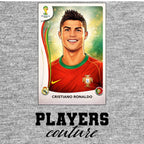 Cristiano Ronaldo 2014 World Cup Sticker Men's T-Shirt – grey close-up detail shot of the Cristiano Ronaldo 2014 World Cup