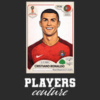 Cristiano Ronaldo 2018 World Cup Sticker Men's T-Shirt – black close-up detail shot of the Cristiano Ronaldo 2018 World Cup