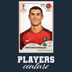 Cristiano Ronaldo 2018 World Cup Sticker Men's T-Shirt – navy close-up detail shot of the Cristiano Ronaldo 2018 World Cup