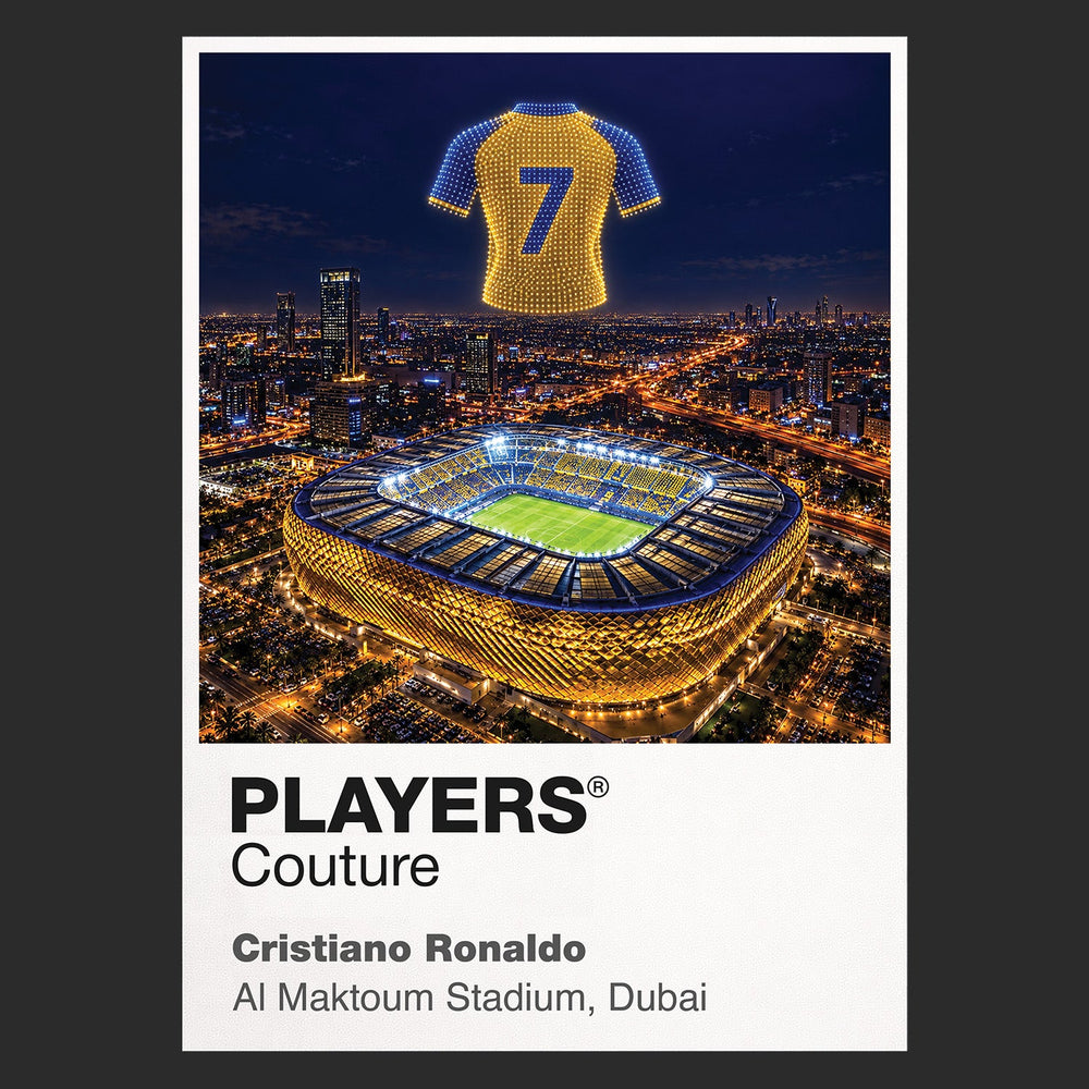 Cristiano Ronaldo Al Nassr number 7 Icons in Lights Frame artwork in black
