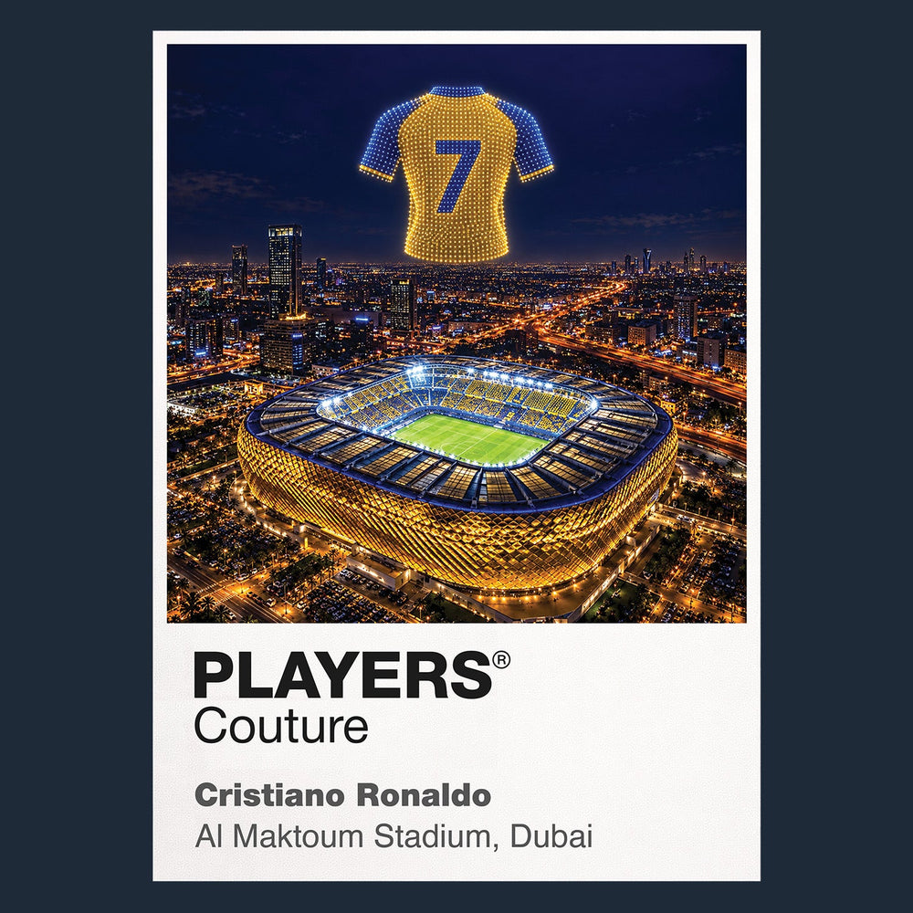 Cristiano Ronaldo Al Nassr number 7 Icons in Lights Frame artwork in navy