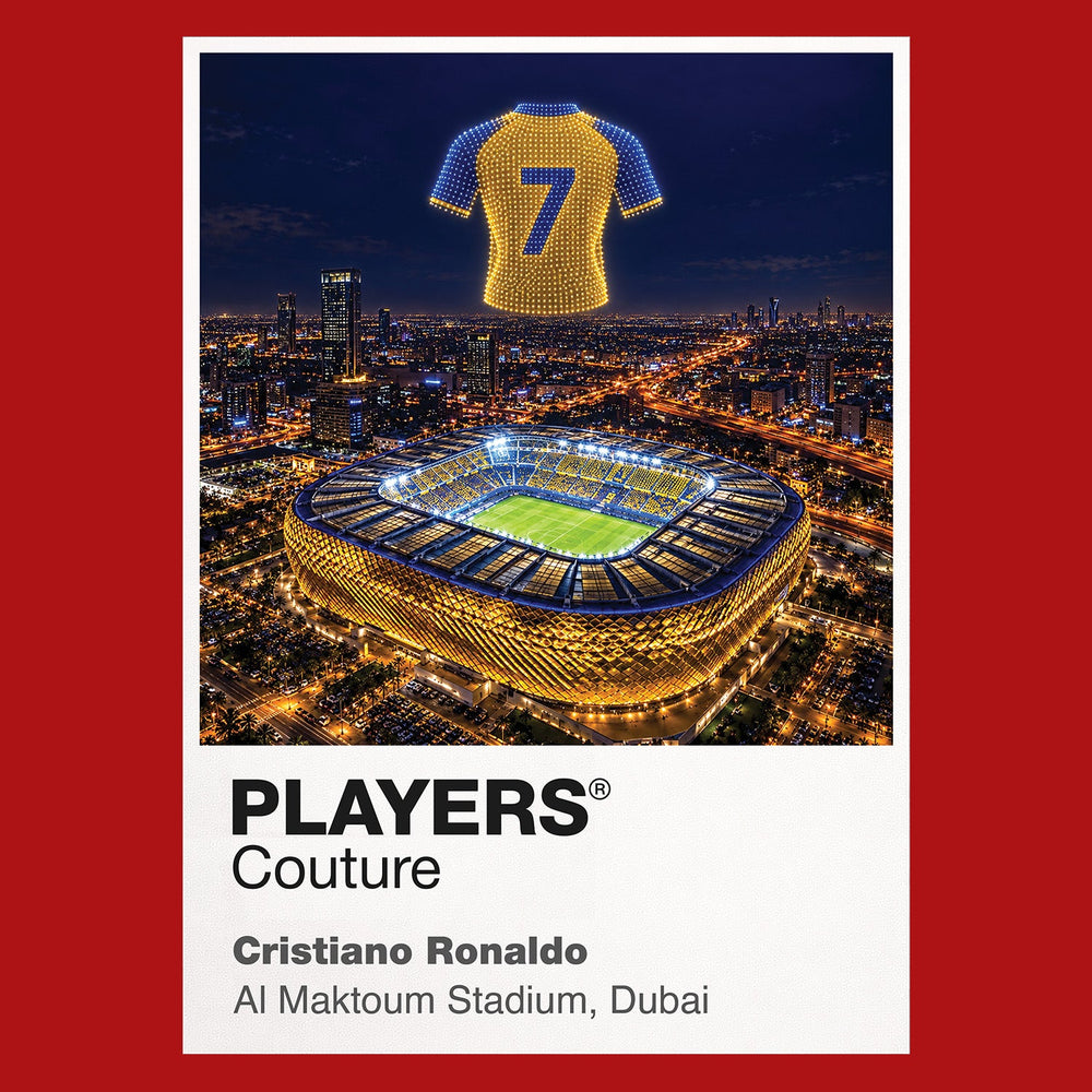 Cristiano Ronaldo Al Nassr number 7 Icons in Lights Frame artwork in red