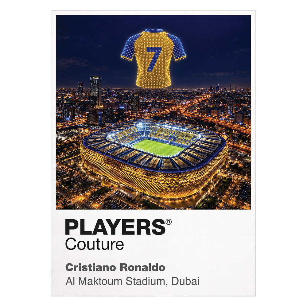 Cristiano Ronaldo Al Nassr number 7 Icons in Lights Frame artwork in white