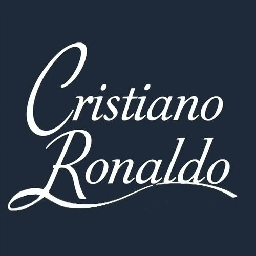 Cristiano Ronaldo Logo Kids Hoodie – navy close-up detail shot of the Cristiano Ronaldo Players Couture logo design