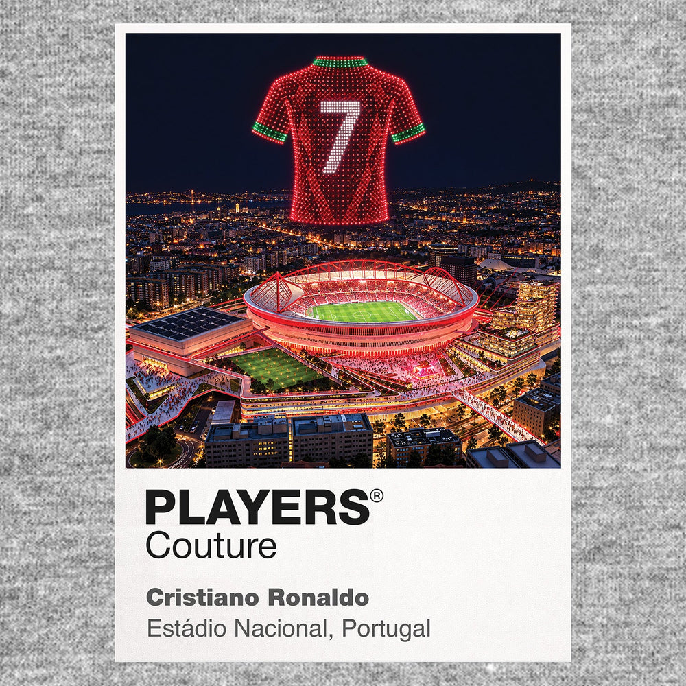 Cristiano Ronaldo Portugal number 7 Icons in Lights Frame artwork in grey