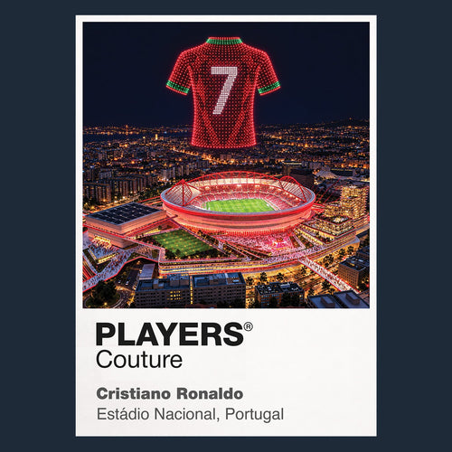 Cristiano Ronaldo Portugal number 7 Icons in Lights Frame artwork in navy