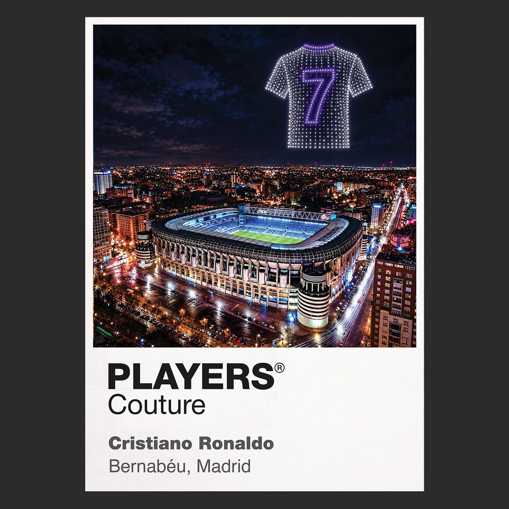 Cristiano Ronaldo Real Madrid number 7 Icons in Lights Frame artwork in black