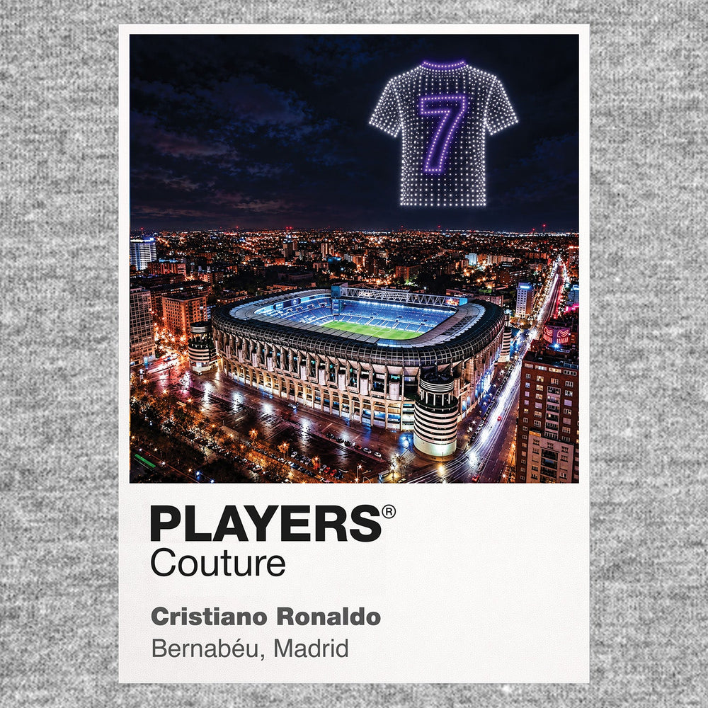 Cristiano Ronaldo Real Madrid number 7 Icons in Lights Frame artwork in grey