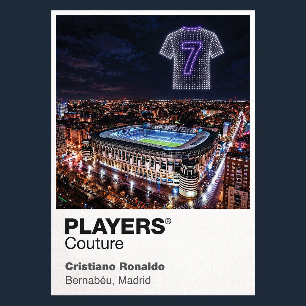 Cristiano Ronaldo Real Madrid number 7 Icons in Lights Frame artwork in navy