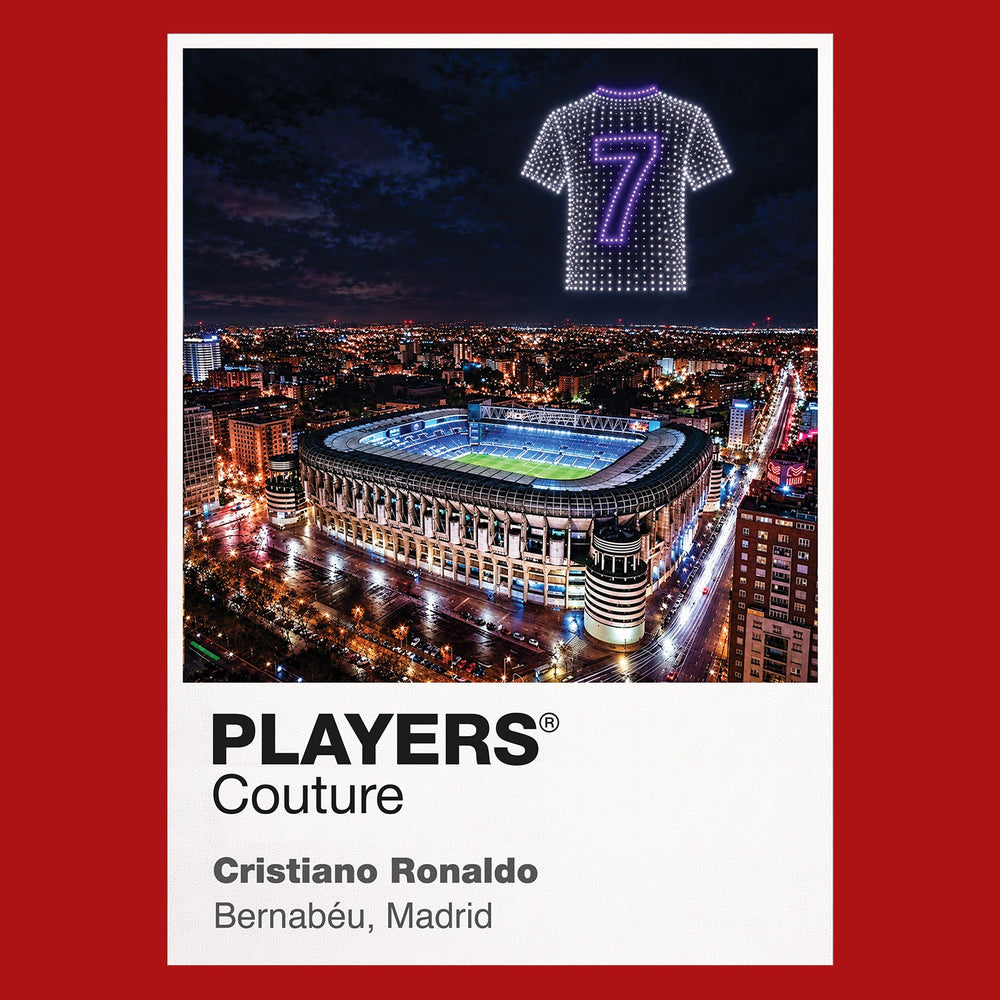 Cristiano Ronaldo Real Madrid number 7 Icons in Lights Frame artwork in red