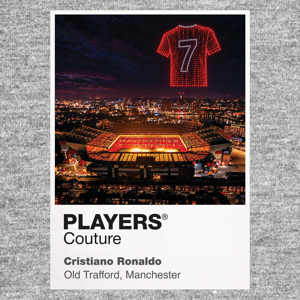 Cristiano Ronaldo Manchester United number 7 Icons in Lights Frame artwork in grey