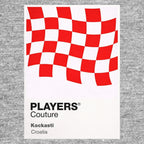 Croatia Classic Football Shirt Colours Frame Men's T-Shirt – grey close-up detail shot of the Croatia Players Couture logo