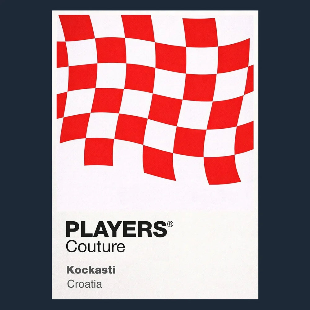 Croatia Classic Football Shirt Colours Frame Men's T-Shirt – navy close-up detail shot of the Croatia Players Couture logo