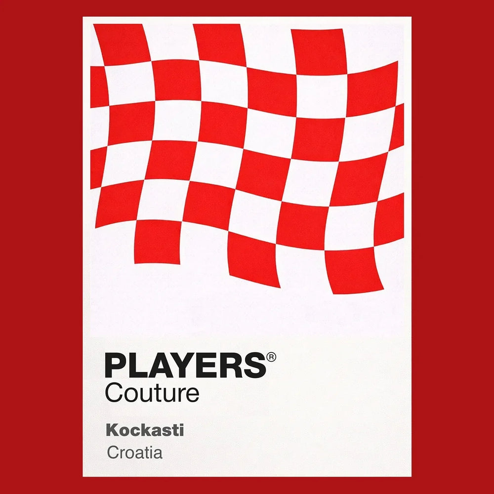 Croatia Classic Football Shirt Colours Frame Men's T-Shirt – red close-up detail shot of the Croatia Players Couture logo