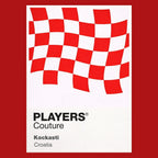 Croatia Classic Football Shirt Colours Frame Men's T-Shirt – red close-up detail shot of the Croatia Players Couture logo