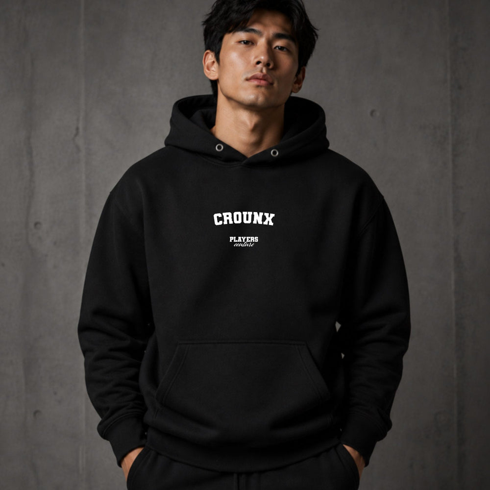crounx name-print hoodie - black