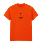 Johan Cruyff Icon t-shirt – orange men's t-shirt with black Johan Cruyff Icon letters and Players Couture logo on the chest