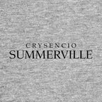 Crysencio Summerville Logo Men's T-Shirt – grey close-up detail shot of the Crysencio Summerville Players Couture logo design