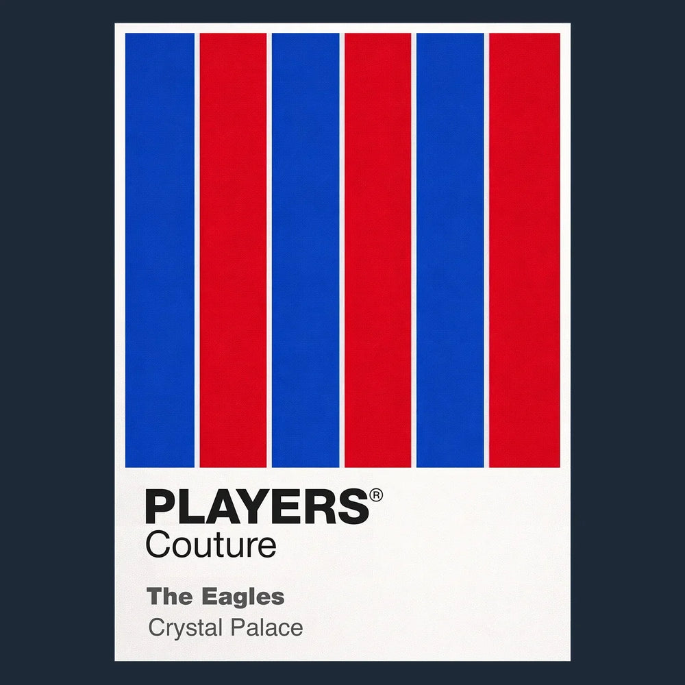 Crystal Palace Classic Football Shirt Colours Frame Men's T-Shirt – navy close-up detail shot of the Crystal Palace Players