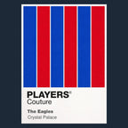 Crystal Palace Classic Football Shirt Colours Frame Men's T-Shirt – navy close-up detail shot of the Crystal Palace Players