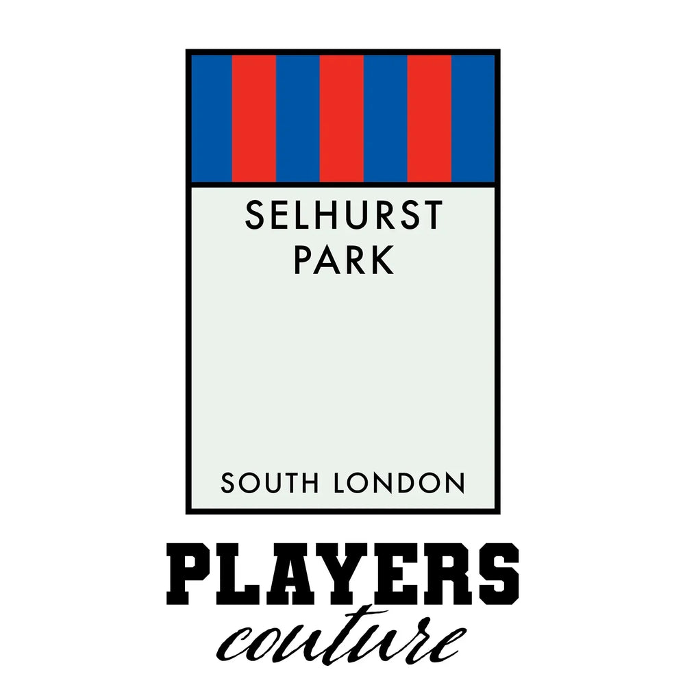 Crystal Palace t-shirt – white men's t-shirt with black Crystal Palace letters and Players Couture logo on the chest