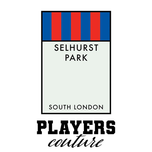 Crystal Palace t-shirt – white men's t-shirt with black Crystal Palace letters and Players Couture logo on the chest
