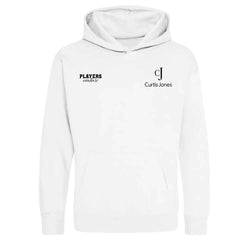 Curtis Jones hoodie – white kids' hoodie featuring the Curtis Jones Players Couture logo