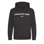 Custom Create Your Name hoodie – white kids' hoodie with black Custom Create Your Name letters and Players Couture logo on