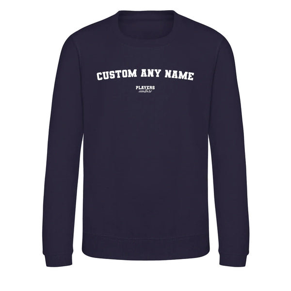Custom Create Your Name hoodie – white kids' hoodie with black Custom Create Your Name letters and Players Couture logo on