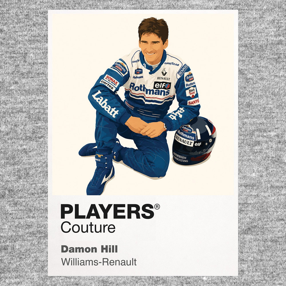 Damon Hill Williams Standing on Car Formula 1 T-shirt – grey view