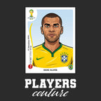 Dani Alves World Cup Sticker Men's T-Shirt – black close-up detail shot of the Dani Alves World Cup Players Couture logo