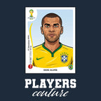 Dani Alves World Cup Sticker Men's T-Shirt – navy close-up detail shot of the Dani Alves World Cup Players Couture logo
