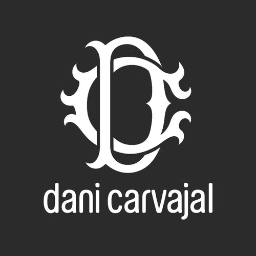 Dani Carvajal Logo Men's Hoodie – black close-up detail shot of the Dani Carvajal Players Couture logo design