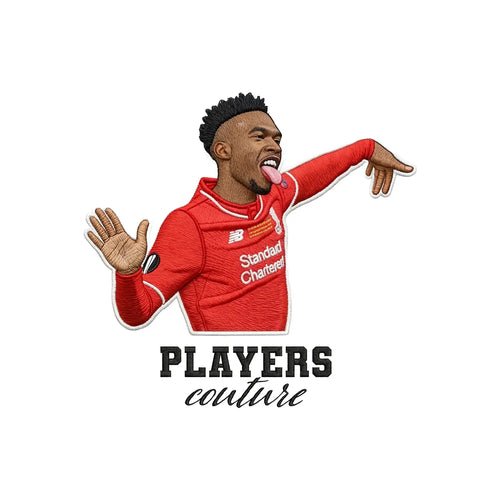 Daniel Sturridge Badge Men's Hoodie – black close-up detail shot of the Daniel Sturridge Players Couture logo design