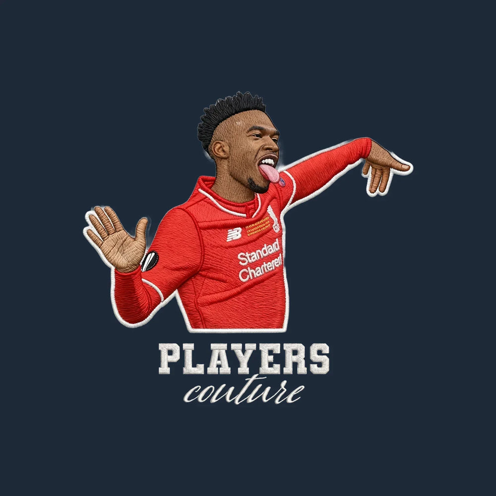 Daniel Sturridge Badge Men's Hoodie – white close-up detail shot of the Daniel Sturridge Players Couture logo design