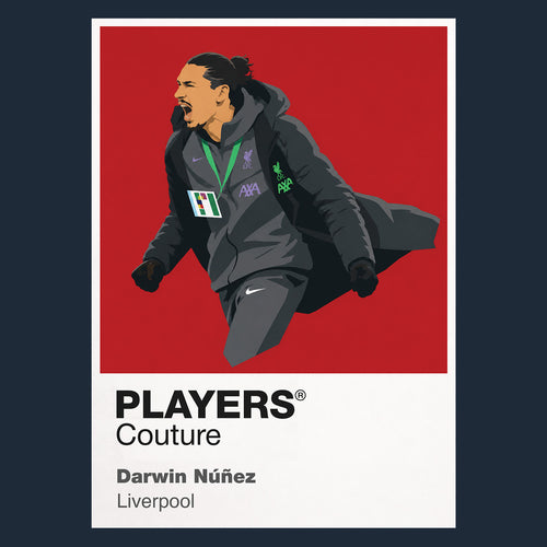 Darwin Nunez Celebration Liverpool Icon Frame Men's Hoodie in Navy - Players Couture Fan Apparel