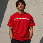 David Attenborough Men's T-Shirt — lifestyle photo, Red t-shirt