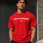 David Attenborough Men's T-Shirt — lifestyle photo, Red t-shirt