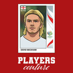 David Beckham 2006 World Cup Sticker Men's T-Shirt – red close-up detail shot of the David Beckham 2006 World Cup Players