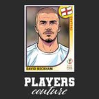 David Beckham 2002 World Cup Sticker Men's T-Shirt – black close-up detail shot of the David Beckham 2002 World Cup Players