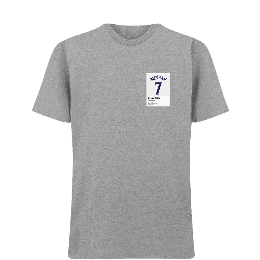 David Beckham 7 England Football t-shirt – grey men's t-shirt featuring the David Beckham 7 England Football Players Couture