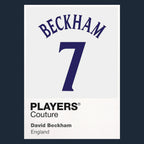 David Beckham 7 England Football Shirt Frame Men's Hoodie – navy close-up detail shot of the David Beckham 7 England