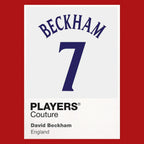 David Beckham 7 England Football Shirt Frame Men's Hoodie – red close-up detail shot of the David Beckham 7 England Football