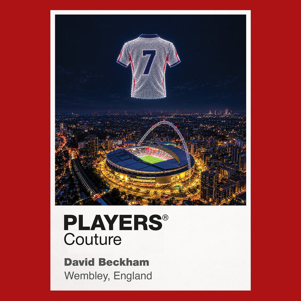David Beckham England number 7 Icons in Lights Frame artwork in red