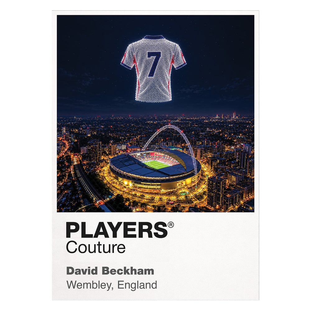 David Beckham England number 7 Icons in Lights Frame artwork in white