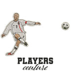 David Beckham England Badge Men's T-Shirt – white close-up detail shot of the David Beckham Players Couture logo design