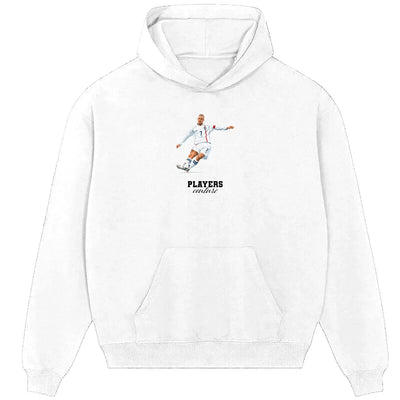 David Beckham hoodie – white men's hoodie with black David Beckham letters and Players Couture logo on the chest