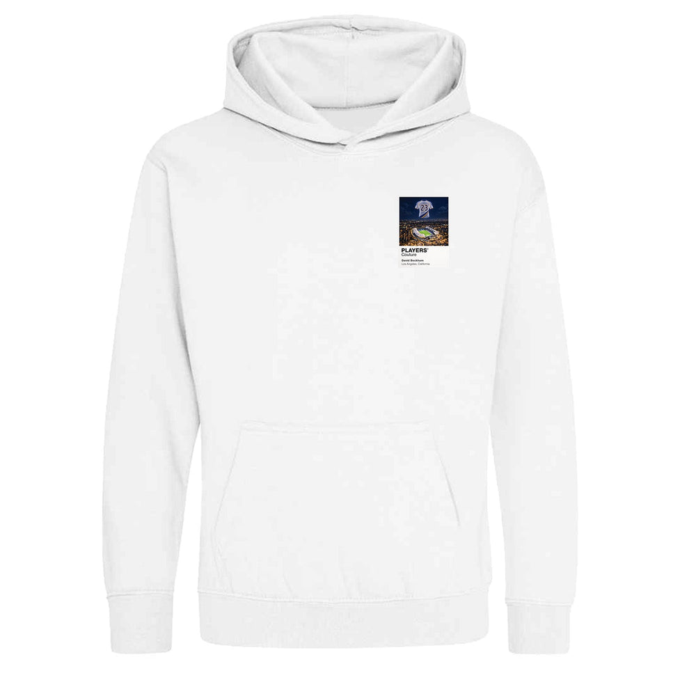 David Beckham LA Galaxy Icons in Lights Frame Kids Hoodie in White