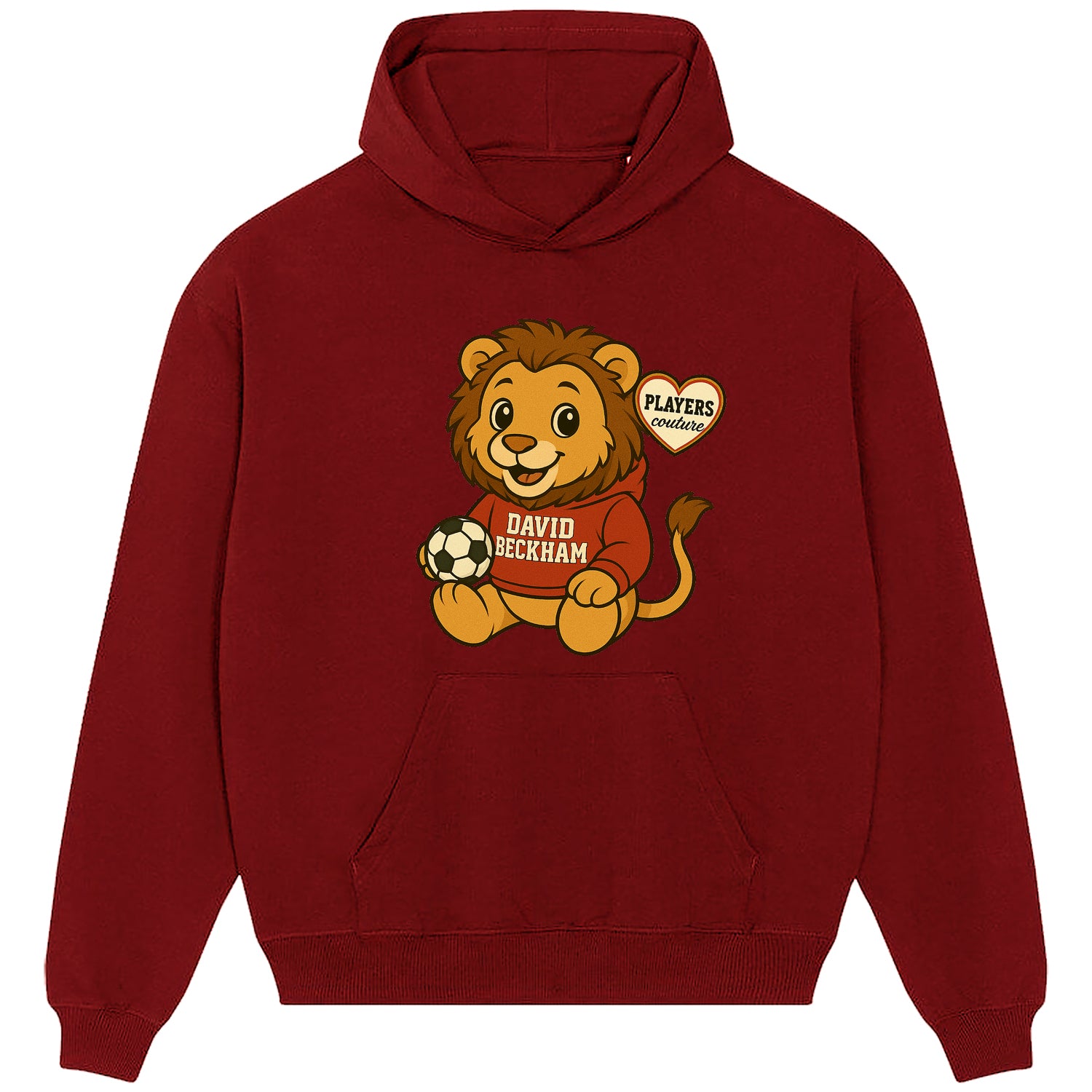 David Beckham Lion Logo Players Couture Men's Casual Hoodie Red