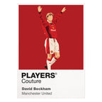 David Beckham Manchester United 3 Icon Frame — Pantone-style player illustration art card